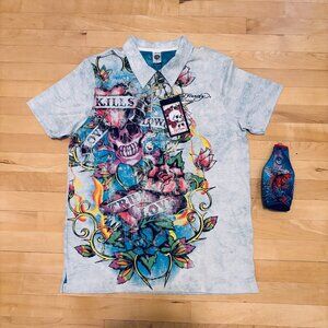 Vintage Ed Hardy by Christian Audigier Men's Polo Shirt 2000's - NWT